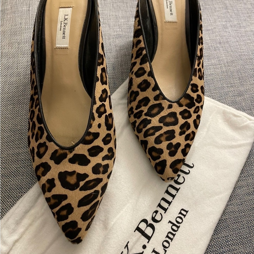 LK Bennett Tan Leopard Print Mules